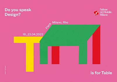 Il manifesto del Salone del Mobile.Milano 23: colorato, geometrico, ultra-pop