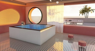 Una piscina dalle dimensioni contenute, adatta anche per l’indoor